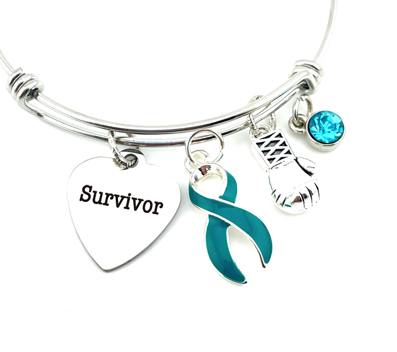 Teal Ribbon Survivor Charm Bracelet