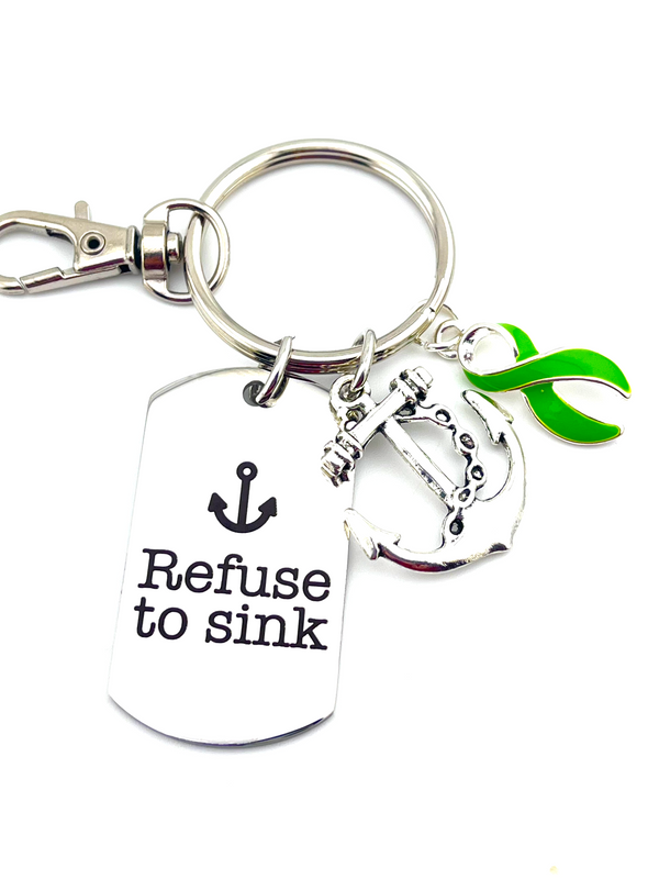 Lime Ribbon Encouragement Gift - Refuse to Sink Keychain