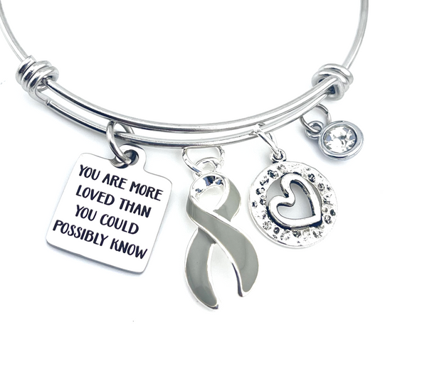 Grey (Gray) Ribbon Bracelet  - You are More Loved Than You Could Possibly Know