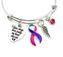 Pink Purple Teal (Thyroid) Ribbon - Your Wings Were Ready, My Heart Was Not / Memorial, Sympathy Gift