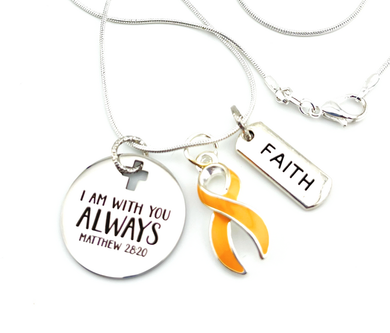 Peach Ribbon Necklace - I Am With You Always - Matthew 28:20