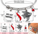 Red White Awareness Ribbon Bracelet, Head Neck Cancer, Oral Cancer, Aplastic Anemia, DVT, Just Keep Swimming Gift