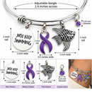 Purple Awareness Ribbon Bracelet, Just Keep Swimming, Lupus, Pancreatic Cancer, Epilepsy, Fibromyalgia, Alzheimer's Gift