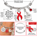 Red Ribbon Awareness Bracelet, Heart Disease Stroke HIV AIDS Support Gift, She Adjusted Her Sails, Inspirational Jewelry