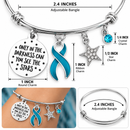 Teal Awareness Ribbon Bracelet, Ovarian Cancer Gift, Only in the Darkness Can You See the Stars, Pavé Star Charm, Survivor Jewelry