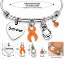 Orange Ribbon Survivor Bracelet – Multiple Sclerosis MS, Leukemia & Kidney Cancer Awareness Gift, Cancer Fighter Boxing Glove Bracelet