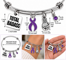 Violet Ribbon Total Badass Boxing Glove Survivor Bracelet – Hodgkin’s Lymphoma & Testicular Cancer Awareness Jewelry