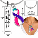 Though She Be But Little She Is Fierce Necklace, Choose Any Awareness Ribbon Color, Cancer Survivor Gift, Warrior Jewelry, Inspirational Gift