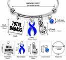 Periwinkle Awareness Ribbon Bracelet – Total Badass Stomach Cancer Survivor Bracelet – Esophageal Cancer & Eating Disorder Awareness Gift