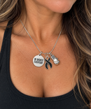 Black Awareness Ribbon Necklace, Be Badass Everyday, Melanoma Cancer Survivor Gift, Boxing Glove Jewelry, Warrior Strength Necklace