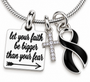 Melanoma Awareness Necklace, Black Ribbon Jewelry, Faith Over Fear Cross Necklace, Skin Cancer Survivor Gift, Christian Warrior Jewelry
