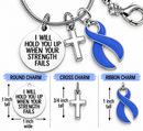 Periwinkle Ribbon Stomach Cancer Awareness Necklace – “I Will Hold You Up” Faith Necklace with Cross, Survivor & Fighter Gift