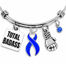 Periwinkle Awareness Ribbon Bracelet – Total Badass Stomach Cancer Survivor Bracelet – Esophageal Cancer & Eating Disorder Awareness Gift
