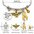 Gold Ribbon Bracelet - She Needed a Hero, So That's What She Became