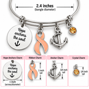Choose Any Awareness Ribbon Bracelet, Hope Anchors the Soul, Cancer Survivor Gift, Personalized Ribbon Color, Inspirational Jewelry