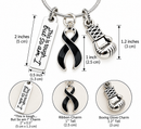 Black Ribbon Cancer Awareness Necklace – This Is Tough But So Am I Jewelry – Boxing Glove Fighter Gift – Melanoma Survivor Necklace