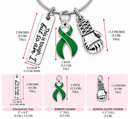 Green Ribbon Necklace, This Is Tough But So Am I, Cancer & Illness Support Jewelry