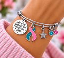 BRCA Previvor Bracelet, Pink and Teal Awareness Ribbon Jewelry, Hereditary Breast Ovarian Cancer Gift, Inspirational Survivor Bracelet