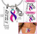Thyroid Cancer Necklace, Pink Teal Purple Ribbon, This Is Tough But So Am I, Thyroid Cancer Gift, Fighter Survivor Jewelry
