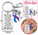 Blue & Purple Ribbon Encouragement Poem Keychain - Don't Give Up
