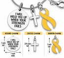 Gold Ribbon Childhood Cancer Necklace, I Will Hold You Up Necklace, Pediatric Cancer Gift, Cancer Fighter Support, Christian Cross Jewelry