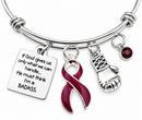 Burgundy Awareness Ribbon Bracelet – Multiple Myeloma Fighter Gift, BADASS Cancer Warrior Bracelet with Boxing Glove