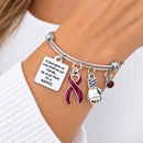 Burgundy Awareness Ribbon Bracelet – Multiple Myeloma Fighter Gift, BADASS Cancer Warrior Bracelet with Boxing Glove