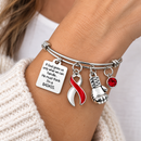 Red & White Ribbon Awareness Bracelet – Head & Neck Cancer, Oral Cancer BADASS Fighter Gift with Boxing Glove