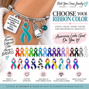 Choose Your Awareness Ribbon Bracelet – Any Ribbon Color, BADASS Fighter & Survivor Gift with Boxing Glove