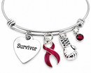 Burgundy Ribbon Survivor Bracelet – Multiple Myeloma Survivor Gift, Cancer Fighter Bracelet with Boxing Glove