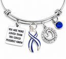 ALS Awareness Bracelet – Blue & White Striped ALS Ribbon, “You Are More Loved” Amyotrophic Lateral Sclerosis Gift