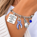 Blue & White Striped ALS Awareness Bracelet – BADASS Amyotrophic Lateral Sclerosis Fighter Gift with Boxing Glove
