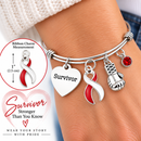 Red & White Ribbon Survivor Bracelet – Head & Neck Cancer, Oral Cancer Awareness Gift, Boxing Glove Fighter Bracelet