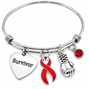 Red Ribbon Survivor Bracelet – Heart Disease, Stroke & HIV/AIDS Awareness Gift, Cancer Fighter Boxing Glove Bracelet
