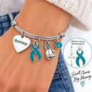 Teal Ribbon Survivor Bracelet – Ovarian Cancer Awareness Gift, PCOS & Endometriosis Support, Boxing Glove Survivor Jewelry