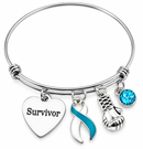 Choose Your Awareness Ribbon Survivor Bracelet – Any Ribbon Color, Cancer Survivor Gift, Boxing Glove Fighter Jewelry