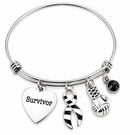 Zebra Ribbon Survivor Bracelet – Rare Disease Awareness Gift, Ehlers-Danlos EDS, Neuroendocrine Tumor & Zebra Spoonie Jewelry