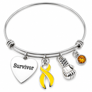 Yellow Ribbon Survivor Bracelet – Bladder Cancer Awareness, Endometriosis & Military Support Gift, Boxing Glove Fighter Jewelry