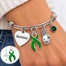 Green Awareness Ribbon Survivor Bracelet – Mental Health, Kidney Disease, Organ Donation & TBI Survivor Gift with Boxing Glove