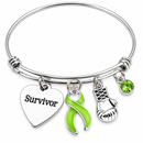 Lime Green Ribbon Survivor Bracelet – Non-Hodgkin Lymphoma, Lyme Disease & Chronic Illness Survivor Gift with Boxing Glove
