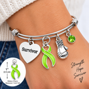 Lime Green Ribbon Survivor Bracelet – Non-Hodgkin Lymphoma, Lyme Disease & Chronic Illness Survivor Gift with Boxing Glove