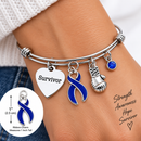 Navy Blue Ribbon Survivor Bracelet – Colon & Colorectal Cancer Awareness Gift, Cancer Fighter Bracelet with Boxing Glove