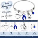 Navy Blue Ribbon Survivor Bracelet – Colon & Colorectal Cancer Awareness Gift, Cancer Fighter Bracelet with Boxing Glove