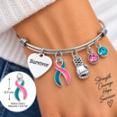 Pink & Teal Previvor Awareness Bracelet – BRCA1 BRCA2 Survivor Gift, Hereditary Breast & Ovarian Cancer Ribbon Bracelet