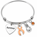 Peach Ribbon Survivor Bracelet – Uterine & Endometrial Cancer Awareness Gift, Cancer Fighter Boxing Glove Bracelet