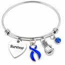 Periwinkle Ribbon Survivor Bracelet – Stomach Cancer & Gastric Cancer Survivor Gift, Awareness Boxing Glove Bracelet