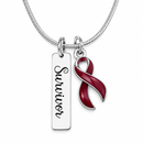 Burgundy Awareness Ribbon Survivor Necklace – Multiple Myeloma, Sickle Cell & Brain Aneurysm Survivor Gift