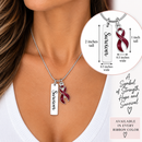 Burgundy Awareness Ribbon Survivor Necklace – Multiple Myeloma, Sickle Cell & Brain Aneurysm Survivor Gift