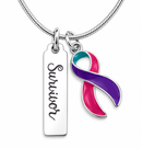 Choose Your Awareness Ribbon Survivor Necklace – 32 Ribbon Colors, Cancer Survivor Gift, Chronic Illness & Rare Disease Jewelry