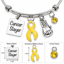 Cancer Slayer Awareness Bracelet – Choose Any Ribbon Color, Boxing Glove Survivor Jewelry, BADASS Cancer Fighter Gift
